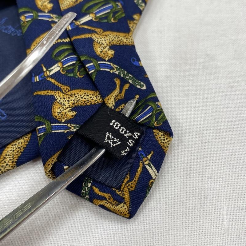 サルヴァトーレフェラガモ Salvatore Ferragamo ネクタイ ネクタイ シルク イタリア製 ヒョウ レオパード 総柄 - 総柄 X ヒョウ柄・レオパード柄 X アニマル柄 紺 / ネイビー / navy メンズ USED 古着 中古 50127065