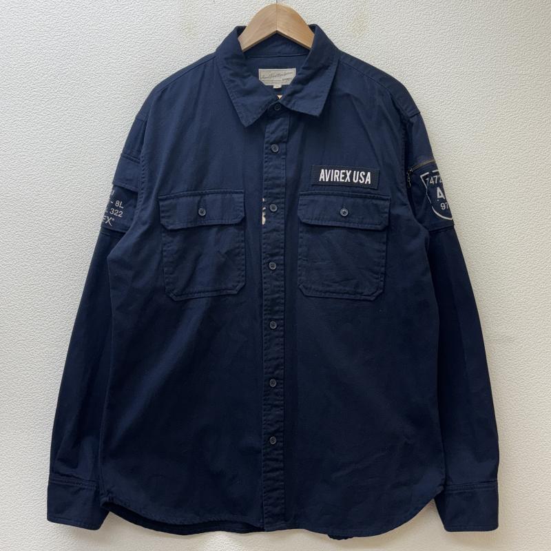 アヴィレックス AVIREX シャツ、ブラウス 長袖 6175140 L/S FATIGUE ビッグサイズ ミリタリー ファティーグ XXL 紺 / ネイビー / navy メンズ USED 古着 中古 50127103