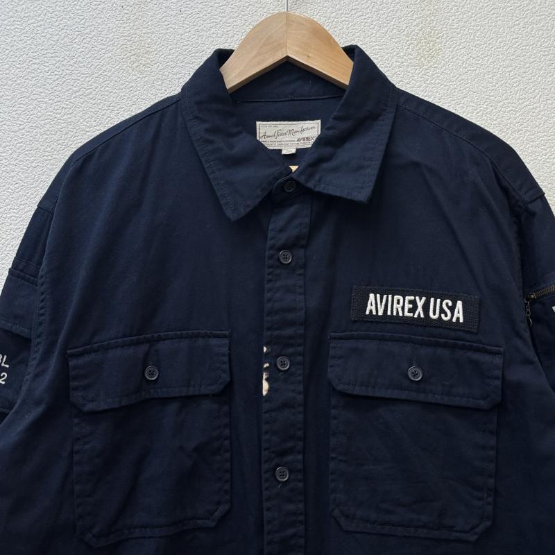 アヴィレックス AVIREX シャツ、ブラウス 長袖 6175140 L/S FATIGUE ビッグサイズ ミリタリー ファティーグ XXL 紺 / ネイビー / navy メンズ USED 古着 中古 50127103