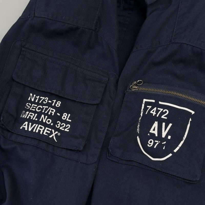 アヴィレックス AVIREX シャツ、ブラウス 長袖 6175140 L/S FATIGUE ビッグサイズ ミリタリー ファティーグ XXL 紺 / ネイビー / navy メンズ USED 古着 中古 50127103