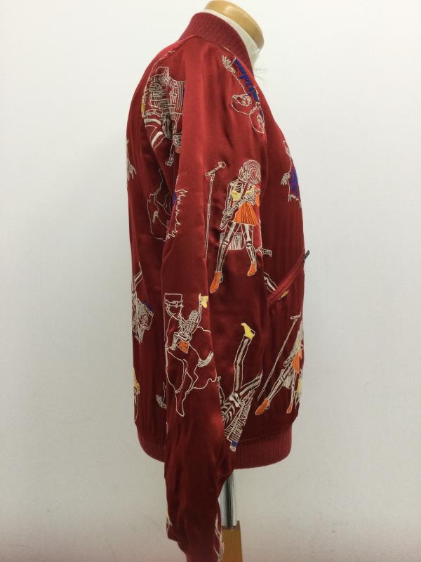 ヒステリックグラマー トリプルエックス THEE HYSTERIC XXX ジャケット、上着 ジャンパー、ブルゾン スカジャン/THE GHOST WOLVESS/シルク/赤/総柄/06193AB01 S 総柄 赤 / レッド / red メンズ USED 古着 中古 50127155