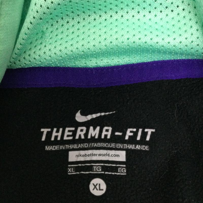 ナイキ NIKE パーカー 長袖 nike 599144-013 プルオーバーパーカー　THERMA-FIT XL ロゴ、文字 紺 / ネイビー / navy X 緑 / グリーン / green メンズ USED 古着 中古 50127191