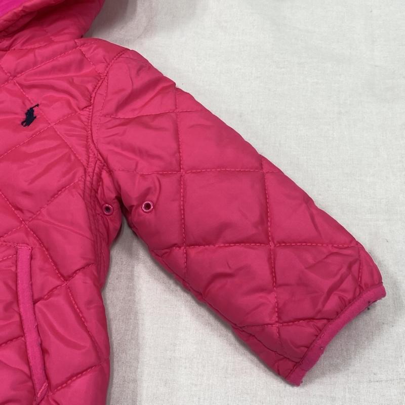 ラルフローレン RALPHLAUREN ジャケット、上着 ジャンパー、ブルゾン キッズ キルティング ジップアップ 中綿 フーディー パーカー 6M 70/44 - ワンポイント X ロゴ、文字 X 刺繍 桃 / ピンク / pink ガールズ USED 古着 中古 50127217