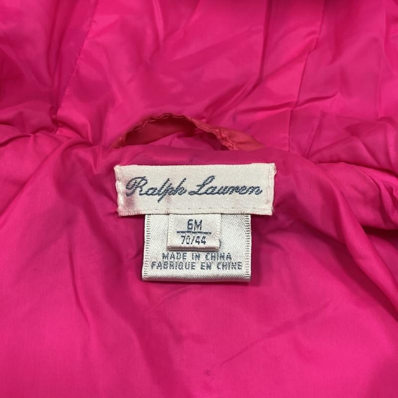 ラルフローレン RALPHLAUREN ジャケット、上着 ジャンパー、ブルゾン キッズ キルティング ジップアップ 中綿 フーディー パーカー 6M 70/44 - ワンポイント X ロゴ、文字 X 刺繍 桃 / ピンク / pink ガールズ USED 古着 中古 50127217