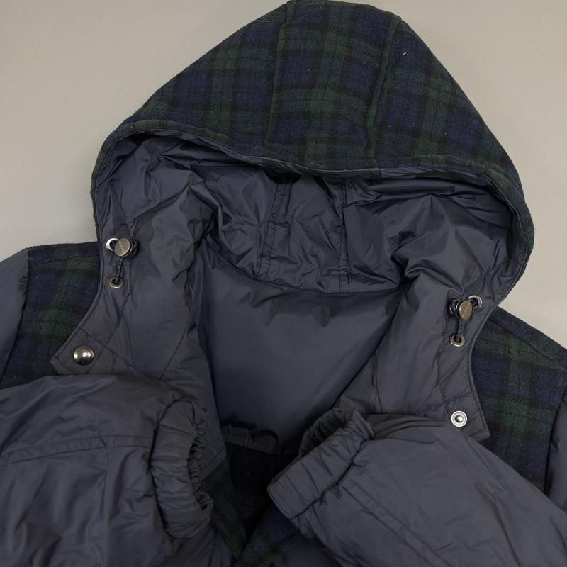 トミーヒルフィガー TOMMY HILFIGER ジャケット、上着 ダウンジャケット 0887885432-416 リバーシブル 無地 ナイロン チェック ウール フード ダウン L 紺 / ネイビー / navy X 緑 / グリーン / green メンズ USED 古着 中古 50127289