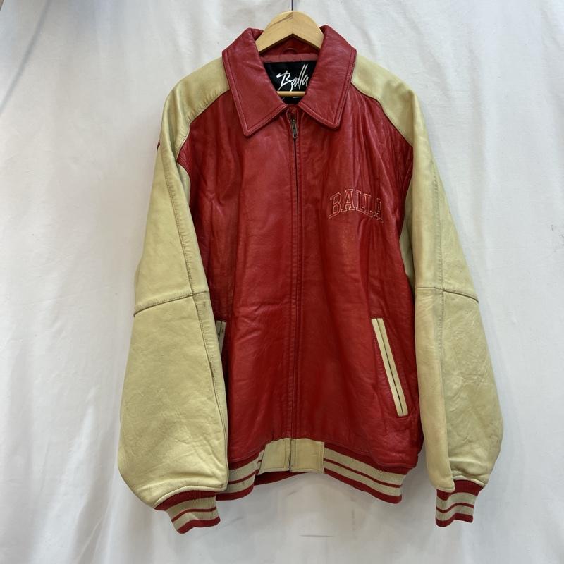 古着 USED ジャケット、上着 レザージャケット BALLA オールレザー バーシティジャケット スタジャン XL 赤 / レッド / red メンズ USED 古着 中古 50127290