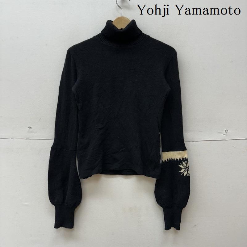 ヨウジヤマモト Yohji Yamamoto ニット、セーター 長袖 パフスリーブ タートル ネック ウール ニット FJ-T11-852 3 黒 / ブラック / black レディース USED 古着 中古 50127334