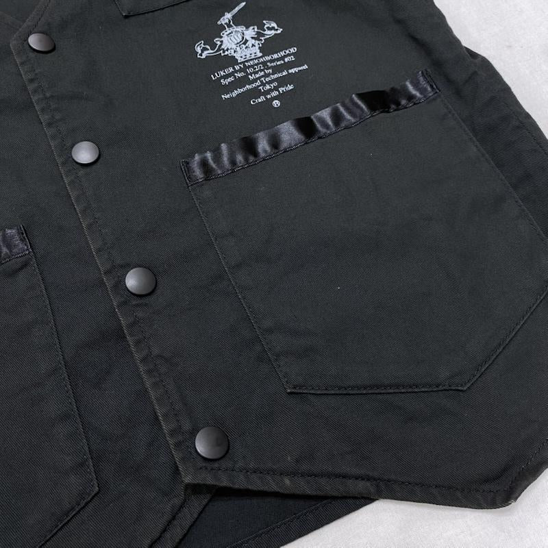 ルーカー バイ ネイバーフッド LUKER BY NEIGHBORHOOD ベスト ベスト Dickies ディッキーズ コラボ ワーク ベスト S ワンポイント X ロゴ、文字 黒 / ブラック / black メンズ USED 古着 中古 50127418