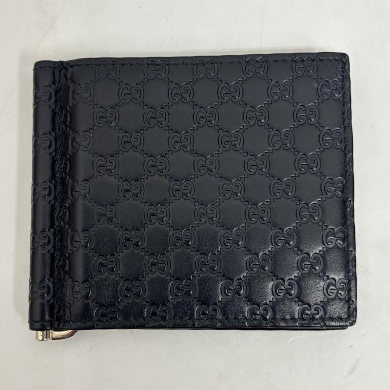 グッチ GUCCI 財布 二つ折り マネークリップ マイクログッチシマレザー 544478 紺 / ネイビー / navy メンズ USED 古着 中古 50127520