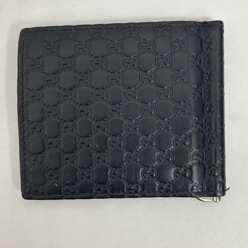グッチ GUCCI 財布 二つ折り マネークリップ マイクログッチシマレザー 544478 紺 / ネイビー / navy メンズ USED 古着 中古 50127520