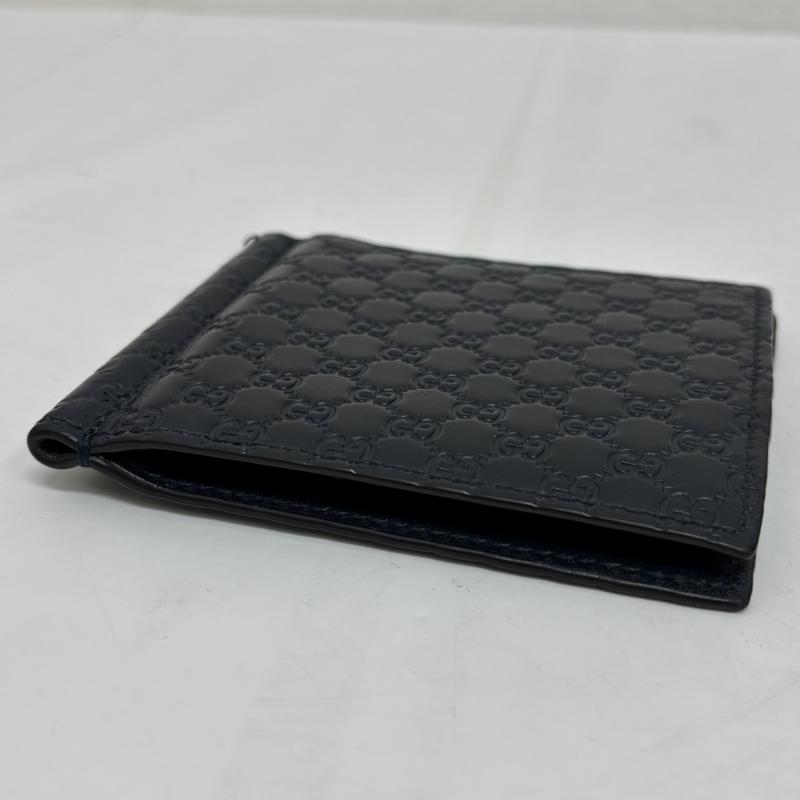 グッチ GUCCI 財布 二つ折り マネークリップ マイクログッチシマレザー 544478 紺 / ネイビー / navy メンズ USED 古着 中古 50127520