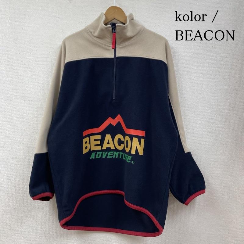 カラービーコン kolor / BEACON ジャケット、上着 ジャンパー、ブルゾン 23AW ハーフジップ フリース ジャケット ロゴ プリント 23WBM-T08237 2 ロゴ、文字 X プリント ベージュ / ベージュ / beige X 紺 / ネイビー / navy メンズ USED 古着 中古 50127698