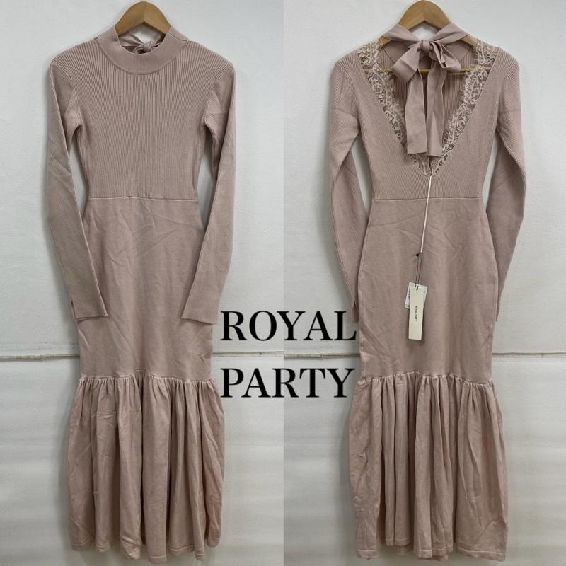 ロイヤルパーティー ROYAL PARTY ワンピース ロングスカート バック レース マーメイド ワンピース リブ編み ニットワンピ 7214-353-1 FREE 桃 / ピンク / pink X ベージュ / ベージュ / beige レディース USED 古着 中古 50127707
