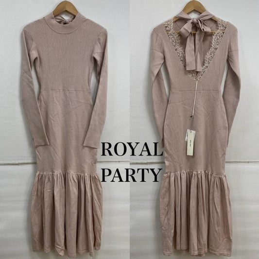 ロイヤルパーティー ROYAL PARTY ワンピース ロングスカート バック レース マーメイド ワンピース リブ編み ニットワンピ 7214-353-1 FREE 桃 / ピンク / pink X ベージュ / ベージュ / beige レディース USED 古着 中古 50127707