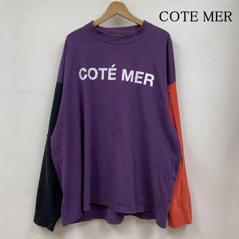 コートメール COTE MER Tシャツ 長袖 ロンT 長袖 Tシャツ クルーネック ダメージ ロゴ プリント リメイク 再構築 ロゴ、文字 X プリント 紫 / パープル / purple X 橙 / オレンジ / orange X 黒 / ブラック / black メンズ USED 古着 中古 50127728