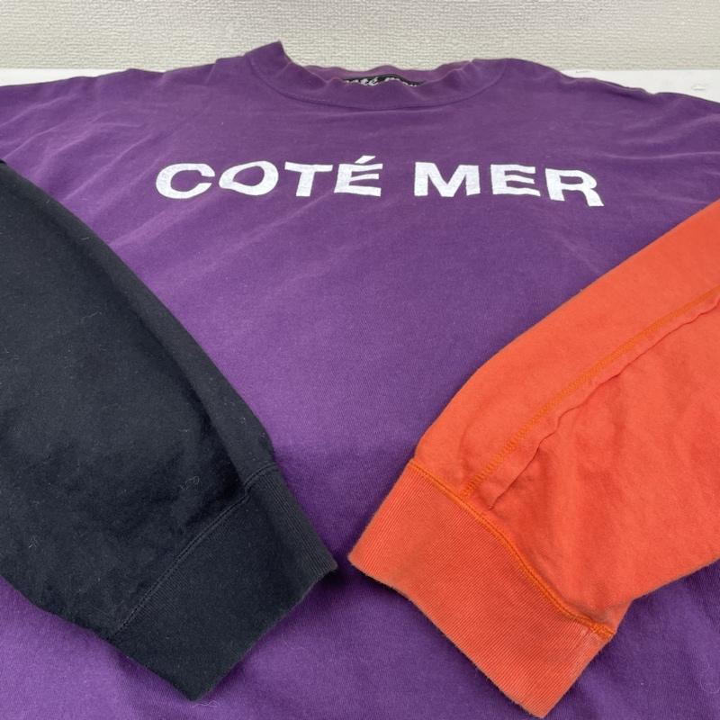 コートメール COTE MER Tシャツ 長袖 ロンT 長袖 Tシャツ クルーネック ダメージ ロゴ プリント リメイク 再構築 ロゴ、文字 X プリント 紫 / パープル / purple X 橙 / オレンジ / orange X 黒 / ブラック / black メンズ USED 古着 中古 50127728