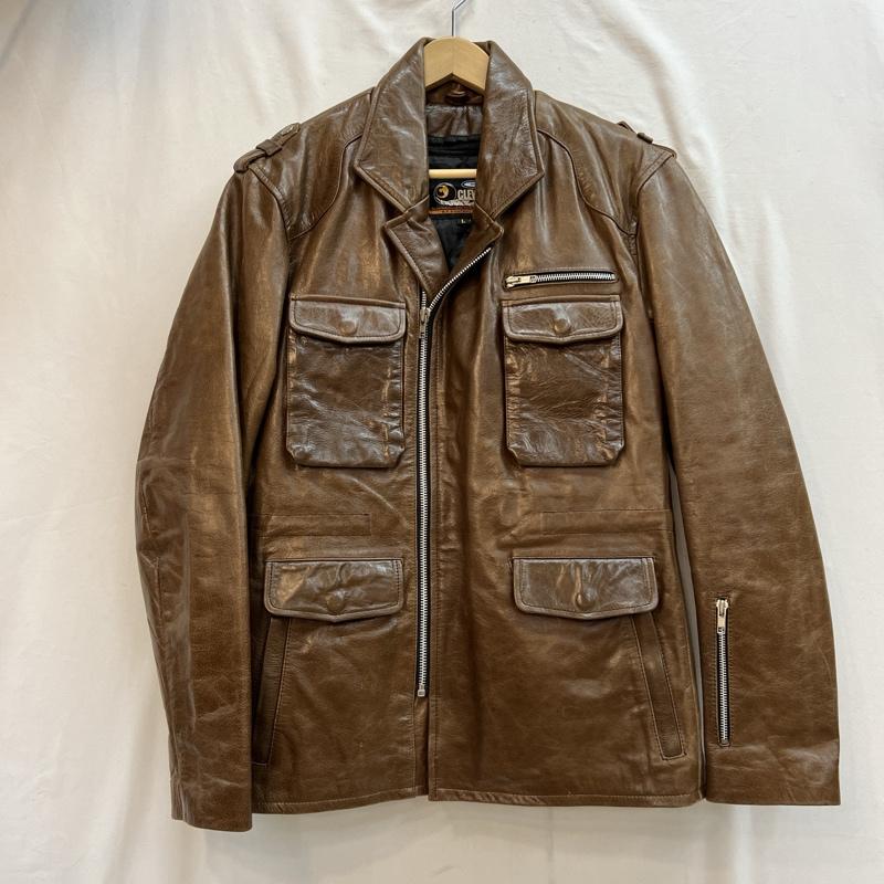 古着 USED ジャケット、上着 レザージャケット CLEVER 牛革 レザージャケット ライダース L 茶 / ブラウン / brown メンズ USED 古着 中古 50127776