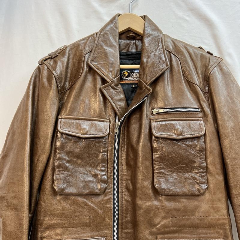 古着 USED ジャケット、上着 レザージャケット CLEVER 牛革 レザージャケット ライダース L 茶 / ブラウン / brown メンズ USED 古着 中古 50127776