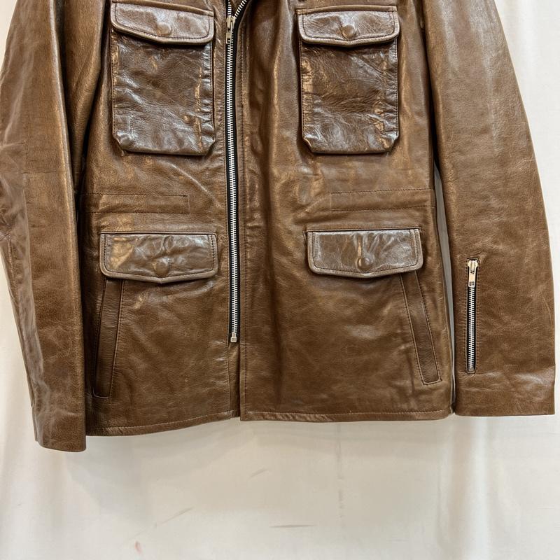 古着 USED ジャケット、上着 レザージャケット CLEVER 牛革 レザージャケット ライダース L 茶 / ブラウン / brown メンズ USED 古着 中古 50127776