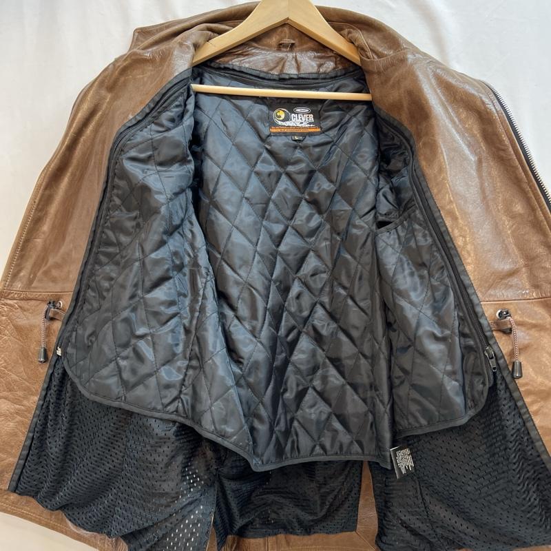 古着 USED ジャケット、上着 レザージャケット CLEVER 牛革 レザージャケット ライダース L 茶 / ブラウン / brown メンズ USED 古着 中古 50127776