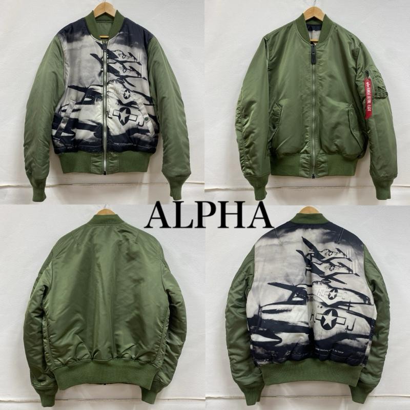 アルファ インダストリー Alpha Industries ジャケット、上着 フライトジャケット MA-1 フライトジャケット 0615-00-573-8335 フォトプリント TA0411-9003 リバーシブル 2WAY M 総柄 カーキ / カーキ / khaki メンズ USED 古着 中古 50127897