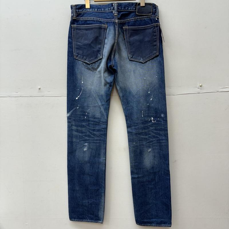 ヴァンソン VANSON パンツ デニム、ジーンズ クロスボーン 刺繍 セルビッチ ダメージ ペイント デニム パンツ レザー NVBL-802 34 インディゴ / インディゴ / Indigo メンズ USED 古着 中古 50127989