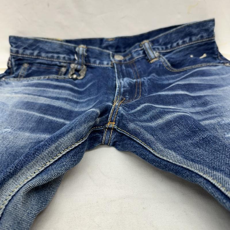 ヴァンソン VANSON パンツ デニム、ジーンズ クロスボーン 刺繍 セルビッチ ダメージ ペイント デニム パンツ レザー NVBL-802 34 インディゴ / インディゴ / Indigo メンズ USED 古着 中古 50127989
