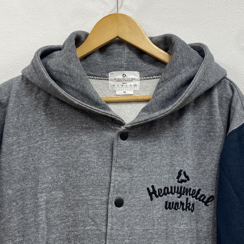 古着 USED パーカー 長袖 SHOP SAMS サムズ heavy metal works スナップ フーディー パーカー XL ロゴ、文字 X プリント X 刺繍 灰 / グレー / gray X 紺 / ネイビー / navy メンズ USED 古着 中古 50128111