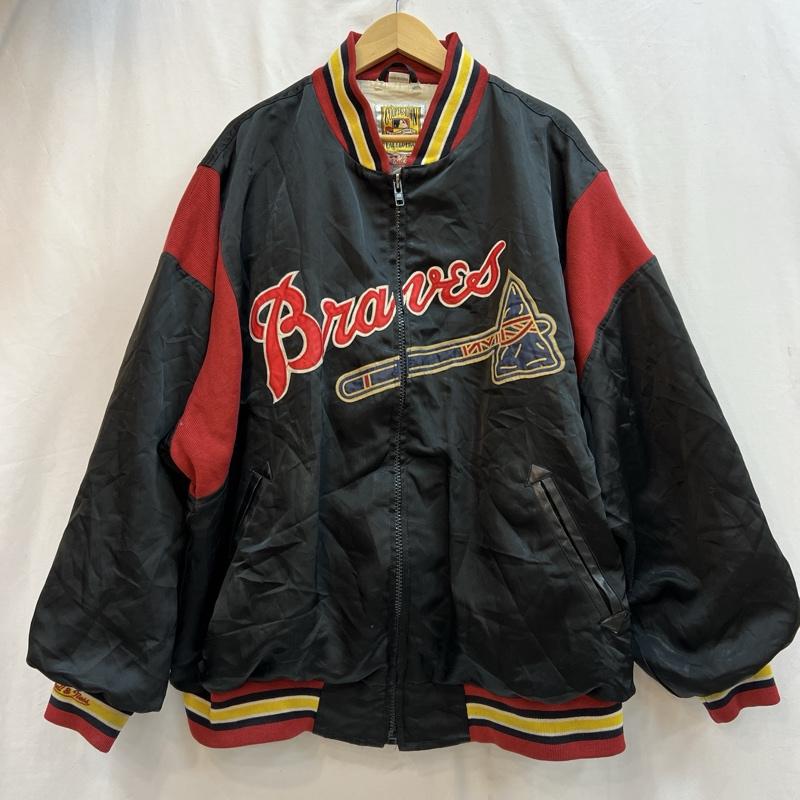 ミッチェルアンドネス Mitchell&Ness ジャケット、上着 ジャンパー、ブルゾン MLB Atlanta Braves メジャーリーグ ブレーブス スタジャン - 黒 / ブラック / black メンズ USED 古着 中古 50128201