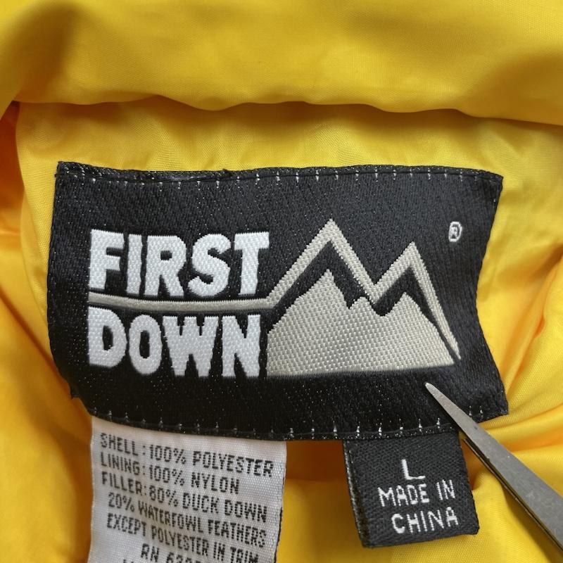 ファーストダウン FIRST DOWN ジャケット、上着 ダウンジャケット 90s リバーシブル フルジップアップ ロゴ 刺繍 ダウン スタンドカラー L ロゴ、文字 X 刺繍 黒 / ブラック / black X 黄 / イエロー / yellow メンズ USED 古着 中古 50128402