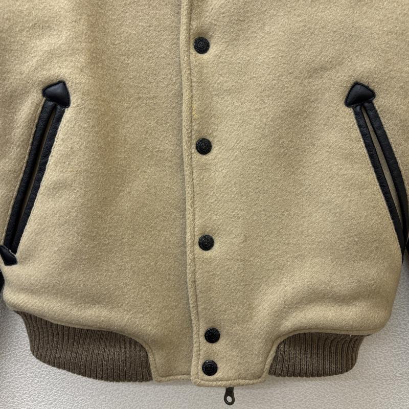 バル BAL ジャケット、上着 ジャンパー、ブルゾン ウール レザー コンビ 折り返しリブ スタジャン バーシティ ジャケット 黒 ブラック ベージュ M 黒 / ブラック / black X ベージュ / ベージュ / beige メンズ USED 古着 中古 50128421