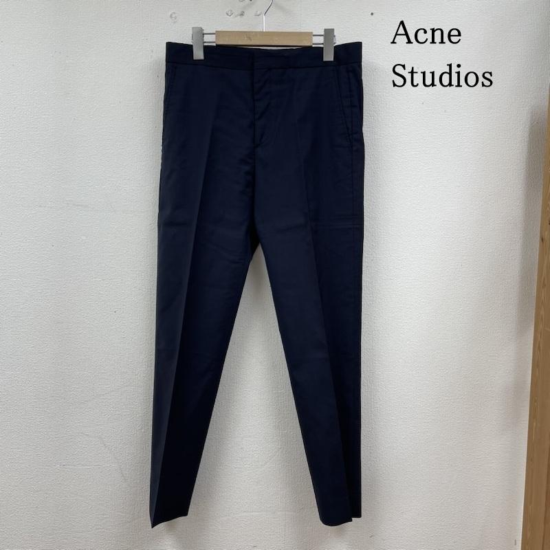 アクネストゥディオズ Acne Studios パンツ スラックス ウール ブレンド テーラード トラウザーズ パンツ ストライプ ジップフライ 46 ストライプ 紺 / ネイビー / navy メンズ USED 古着 中古 50128483