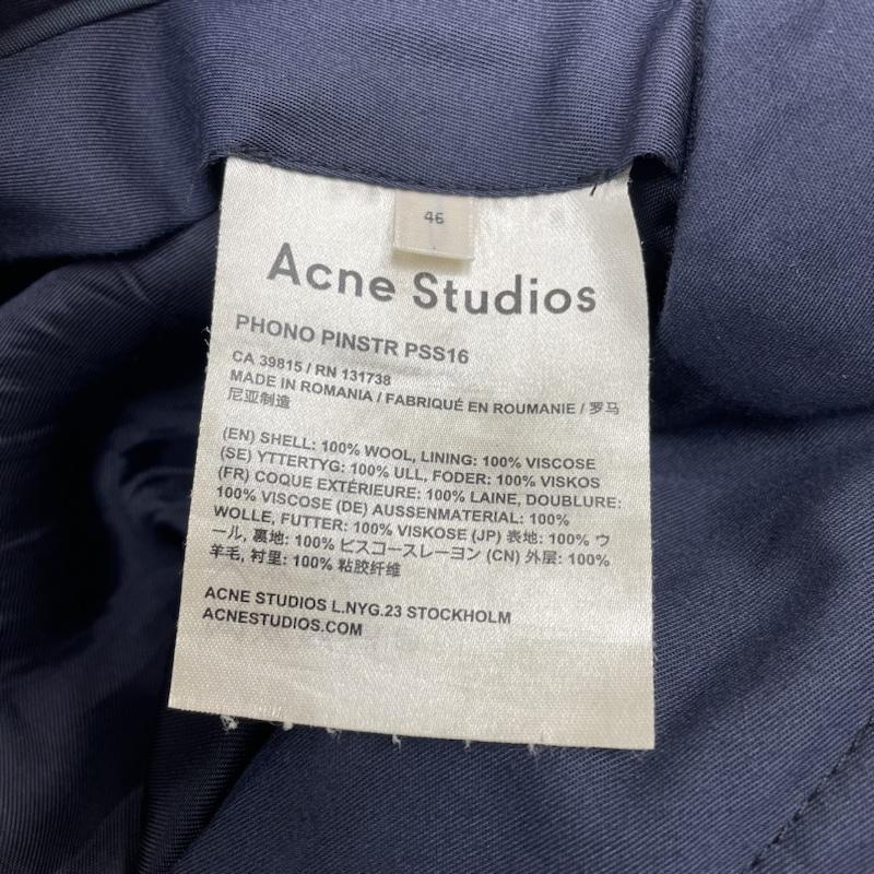 アクネストゥディオズ Acne Studios パンツ スラックス ウール ブレンド テーラード トラウザーズ パンツ ストライプ ジップフライ 46 ストライプ 紺 / ネイビー / navy メンズ USED 古着 中古 50128483