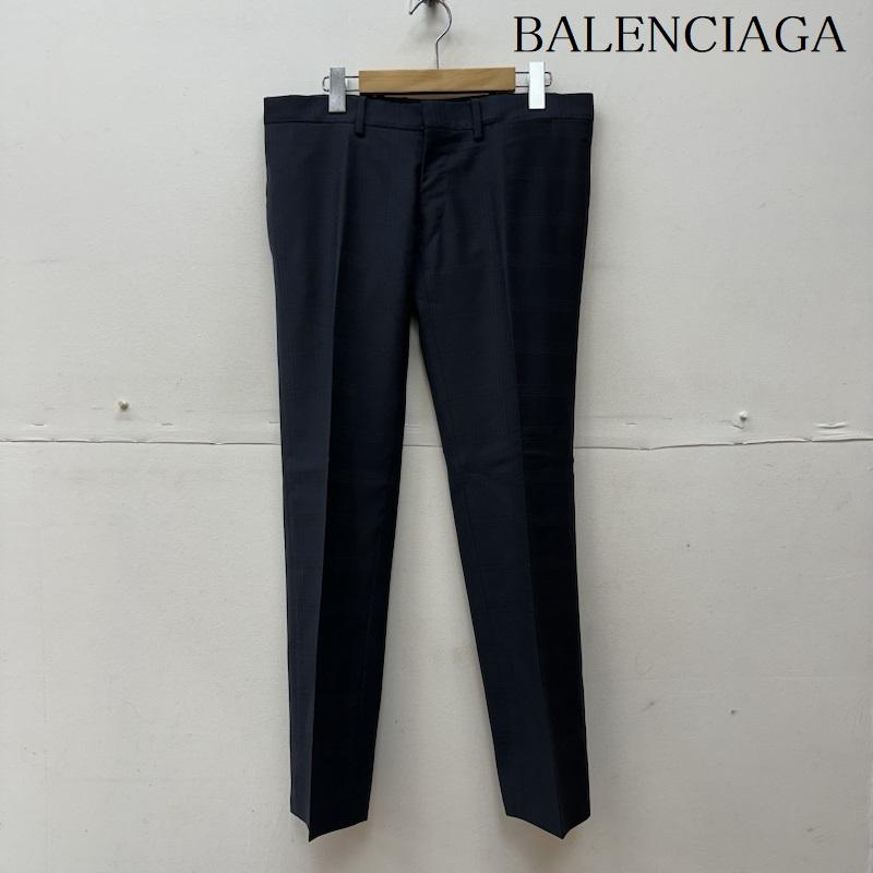 バレンシアガ BALENCIAGA パンツ スラックス Plaid Slacks Pants センタープレス チェック スラックス パンツ 486011 TWI05 48 紺 / ネイビー / navy メンズ USED 古着 中古 50128494