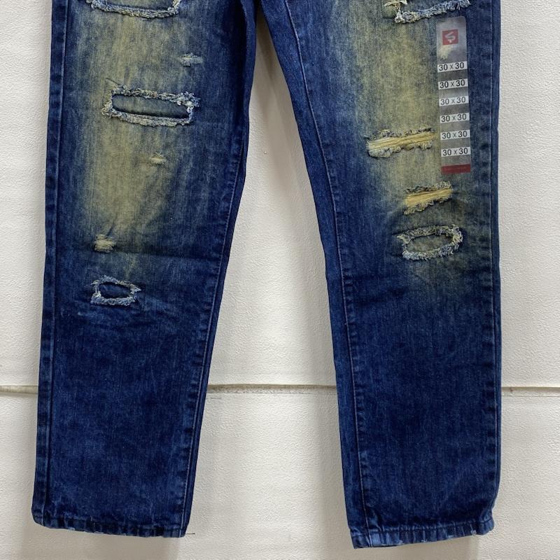 古着 USED パンツ デニム、ジーンズ SOUTHPOLE サウスポール 17121-3105 スリム ストレート クラッシュデニム ヴィンテージ加工 30インチ ダメージ加工 インディゴ / インディゴ / Indigo メンズ USED 古着 中古 50128537