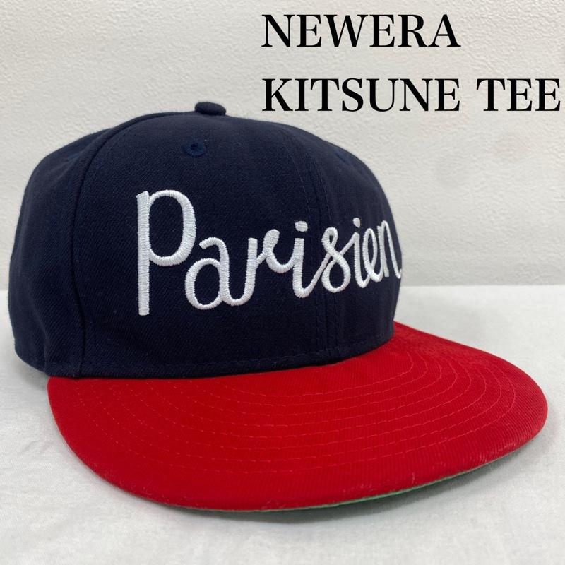 ニューエラ NEW ERA 帽子 キャップ KITSUNE TEE コラボ 別注 Parisien 59fifty MAISON KITSUNE ベースボール キャップ 57.7cm - ロゴ、文字 X 刺繍 紺 / ネイビー / navy X 赤 / レッド / red メンズ USED 古着 中古 50128631