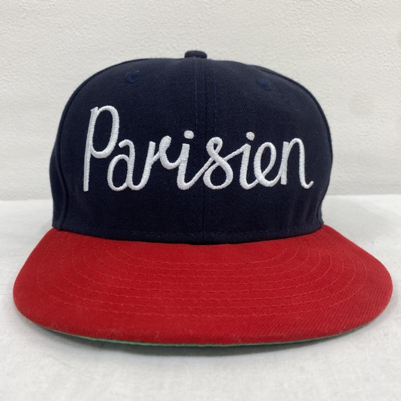 ニューエラ NEW ERA 帽子 キャップ KITSUNE TEE コラボ 別注 Parisien 59fifty MAISON KITSUNE ベースボール キャップ 57.7cm - ロゴ、文字 X 刺繍 紺 / ネイビー / navy X 赤 / レッド / red メンズ USED 古着 中古 50128631