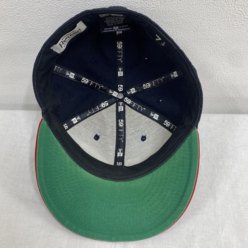 ニューエラ NEW ERA 帽子 キャップ KITSUNE TEE コラボ 別注 Parisien 59fifty MAISON KITSUNE ベースボール キャップ 57.7cm - ロゴ、文字 X 刺繍 紺 / ネイビー / navy X 赤 / レッド / red メンズ USED 古着 中古 50128631