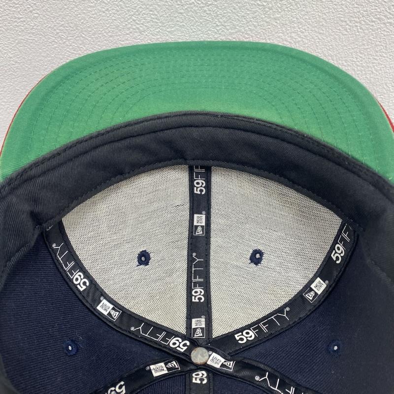ニューエラ NEW ERA 帽子 キャップ KITSUNE TEE コラボ 別注 Parisien 59fifty MAISON KITSUNE ベースボール キャップ 57.7cm - ロゴ、文字 X 刺繍 紺 / ネイビー / navy X 赤 / レッド / red メンズ USED 古着 中古 50128631