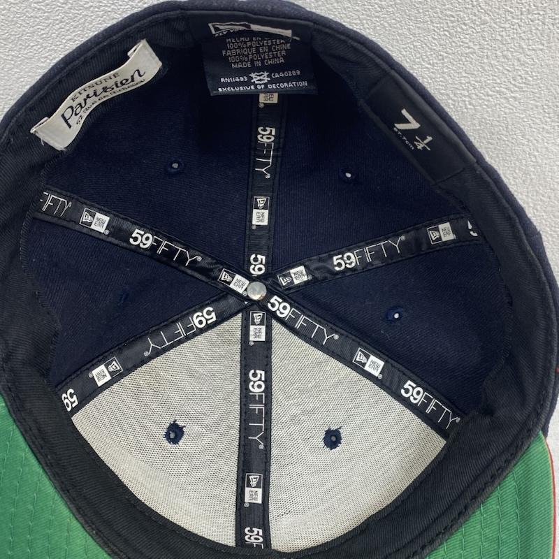 ニューエラ NEW ERA 帽子 キャップ KITSUNE TEE コラボ 別注 Parisien 59fifty MAISON KITSUNE ベースボール キャップ 57.7cm - ロゴ、文字 X 刺繍 紺 / ネイビー / navy X 赤 / レッド / red メンズ USED 古着 中古 50128631
