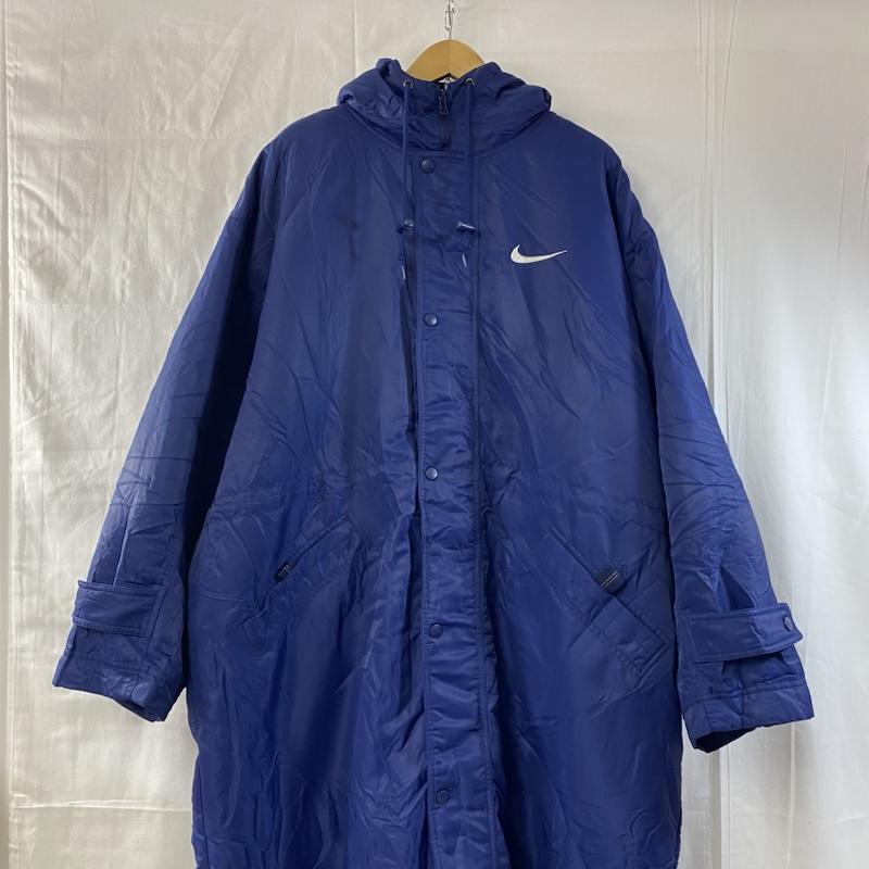 ナイキ NIKE ジャケット、上着 ジャンパー、ブルゾン NIKE vintage 90s 銀タグ ベンチコート ネイビーブルー 裏ボア XL ロゴ、文字 X 刺繍 紺 / ネイビー / navy X 青 / ブルー / blue メンズ USED 古着 中古 50128644