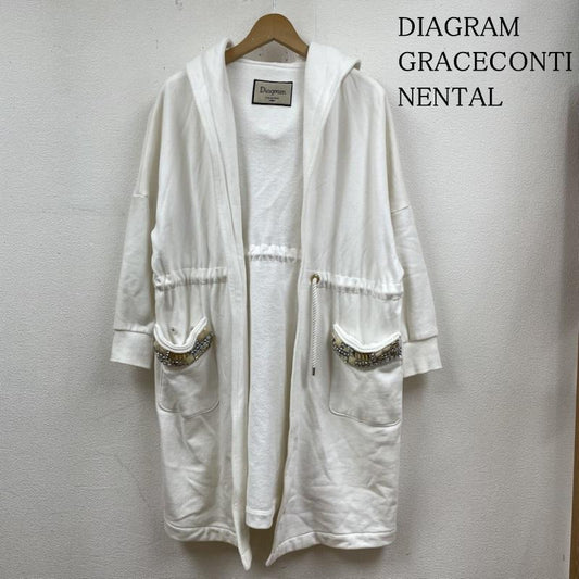 ダイアグラムグレースコンチネンタル DIAGRAMGRACECONTINENTAL パーカー 長袖 ロング ガウン カーディガン パーカー 前開き ビジュー 刺繍 36 白 / ホワイト / white レディース USED 古着 中古 50128652