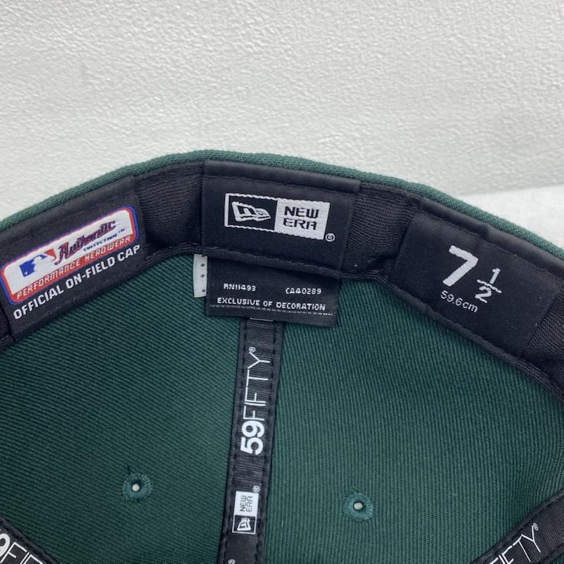ニューエラ NEW ERA 帽子 キャップ 59FIFTY OFFICIAL ON-FIELD CAP MLB オークランド アスレチックス - ロゴ、文字 X 刺繍 緑 / グリーン / green X 黄 / イエロー / yellow X 白 / ホワイト / white X 黒 / ブラック / black メンズ USED 古着 中古 50128670