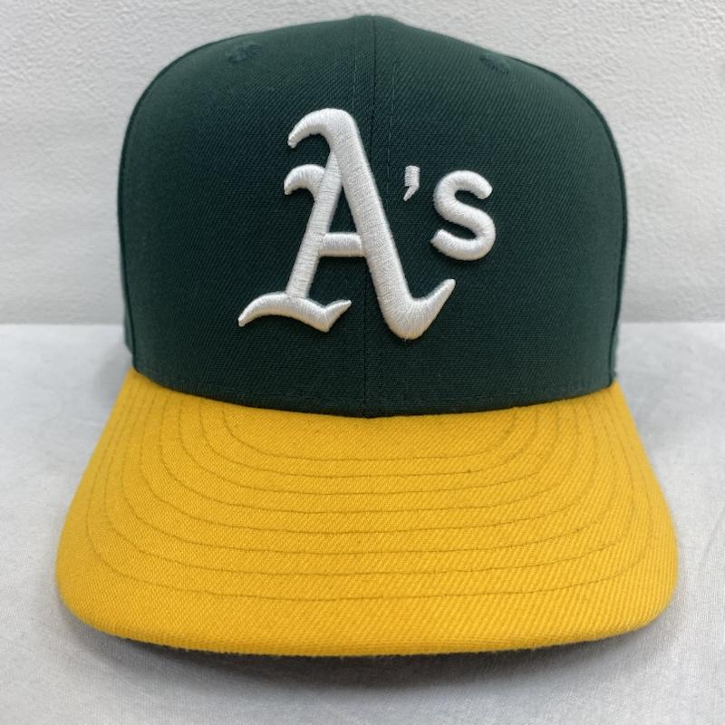 ニューエラ NEW ERA 帽子 キャップ 59FIFTY OFFICIAL ON-FIELD CAP MLB オークランド アスレチックス - ロゴ、文字 X 刺繍 緑 / グリーン / green X 黄 / イエロー / yellow X 白 / ホワイト / white X 黒 / ブラック / black メンズ USED 古着 中古 50128670