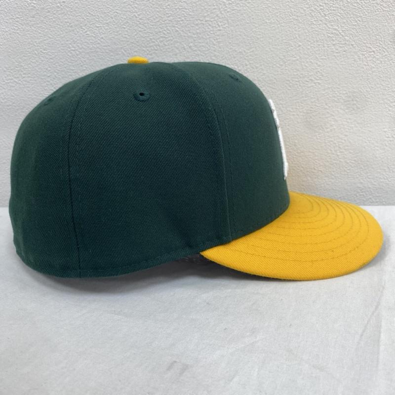 ニューエラ NEW ERA 帽子 キャップ 59FIFTY OFFICIAL ON-FIELD CAP MLB オークランド アスレチックス - ロゴ、文字 X 刺繍 緑 / グリーン / green X 黄 / イエロー / yellow X 白 / ホワイト / white X 黒 / ブラック / black メンズ USED 古着 中古 50128670
