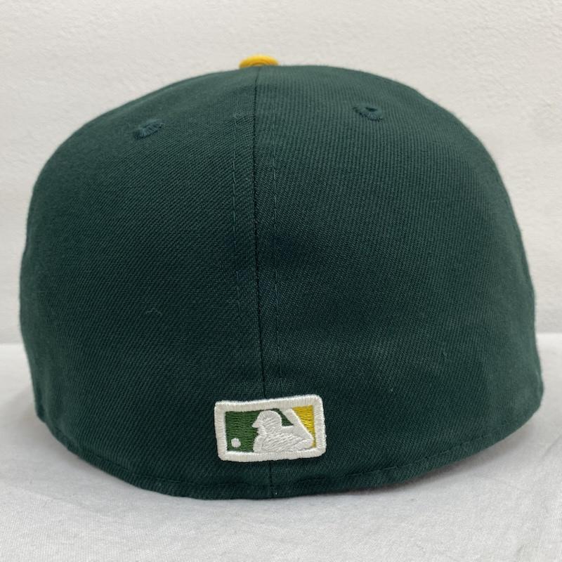 ニューエラ NEW ERA 帽子 キャップ 59FIFTY OFFICIAL ON-FIELD CAP MLB オークランド アスレチックス - ロゴ、文字 X 刺繍 緑 / グリーン / green X 黄 / イエロー / yellow X 白 / ホワイト / white X 黒 / ブラック / black メンズ USED 古着 中古 50128670