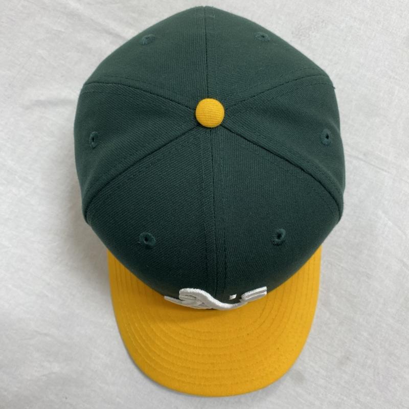 ニューエラ NEW ERA 帽子 キャップ 59FIFTY OFFICIAL ON-FIELD CAP MLB オークランド アスレチックス - ロゴ、文字 X 刺繍 緑 / グリーン / green X 黄 / イエロー / yellow X 白 / ホワイト / white X 黒 / ブラック / black メンズ USED 古着 中古 50128670
