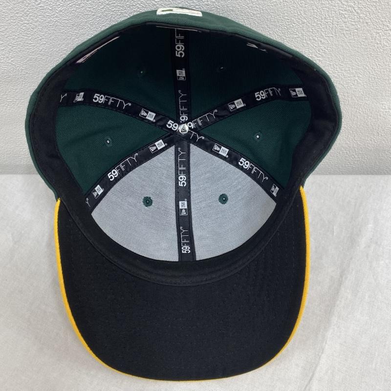 ニューエラ NEW ERA 帽子 キャップ 59FIFTY OFFICIAL ON-FIELD CAP MLB オークランド アスレチックス - ロゴ、文字 X 刺繍 緑 / グリーン / green X 黄 / イエロー / yellow X 白 / ホワイト / white X 黒 / ブラック / black メンズ USED 古着 中古 50128670