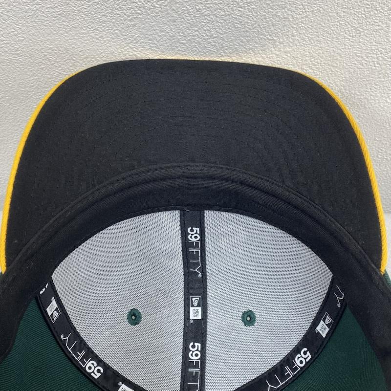 ニューエラ NEW ERA 帽子 キャップ 59FIFTY OFFICIAL ON-FIELD CAP MLB オークランド アスレチックス - ロゴ、文字 X 刺繍 緑 / グリーン / green X 黄 / イエロー / yellow X 白 / ホワイト / white X 黒 / ブラック / black メンズ USED 古着 中古 50128670