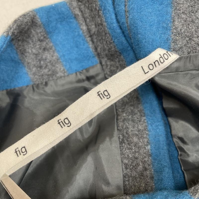 古着 USED ワンピース ひざ丈スカート fig London ティアード ワンピース ストライプ バックボタン ノーカラー 七分丈 FREE ストライプ 灰 / グレー / gray X 水色 / ライトブルー / レディース USED 古着 中古 50128676